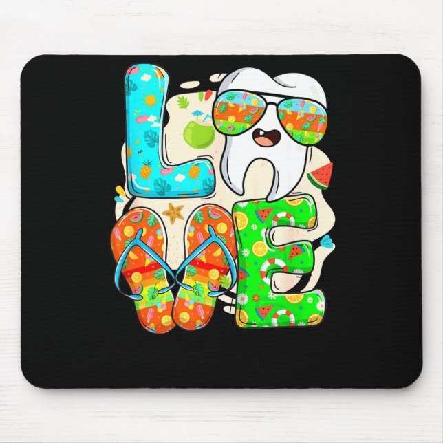 Love Dental Life Cute Tooth Flip Flops Summer Dent Mouse Pad (Front)