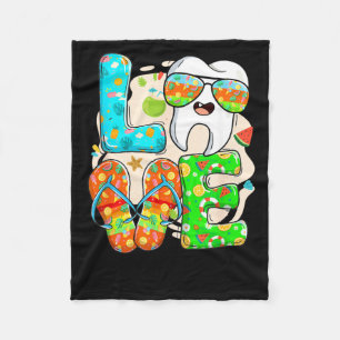 Love Dental Life Cute Tooth Flip Flops Summer Fleece Blanket