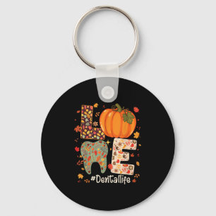Love Dental Life Pumpkin Tooth Dentist Fall Thanks Key Ring