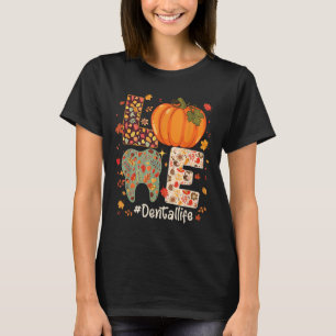 Love Dental Life Pumpkin Tooth Dentist Fall Thanks T-Shirt