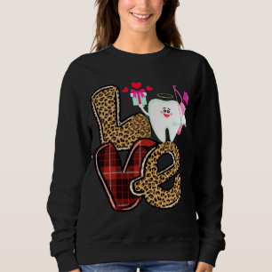 Love Dentist Heart Red Plaid Leopard Valentine's D Sweatshirt