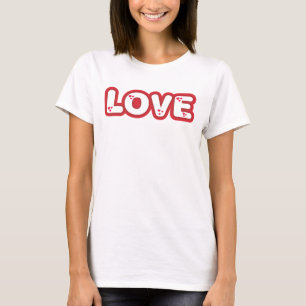 "Love" design, red rounded letters with hearts T-Shirt