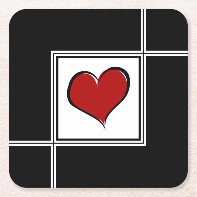 Love design square paper coaster (Front)