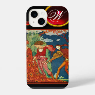LOVE ,DESIRE AND DEATH RED GEM STONE MONOGRAM iPhone 14 CASE