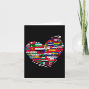 Love Diversity National Flags Heart Earth Day Card
