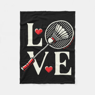 Love Dminton Player Heart Racket Shuttle Fleece Blanket