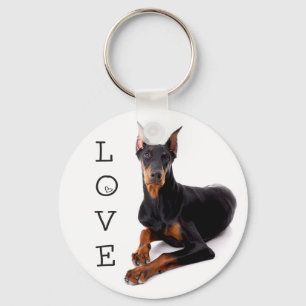 Love Doberman Pinscher Puppy Dog Keychain
