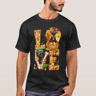 Love Doberman Witch Pumpkin Scary Halloween Dog T-Shirt
