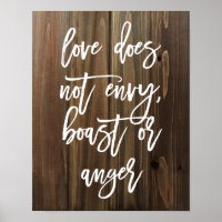 Love does not envy, boast or... Faux Wood | Poster