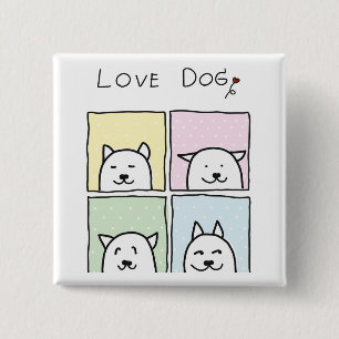 Love Dog 15 Cm Square Badge