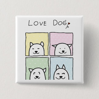 Love Dog 15 Cm Square Badge