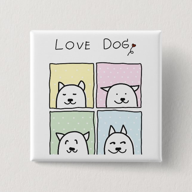 Love Dog 15 Cm Square Badge (Front)