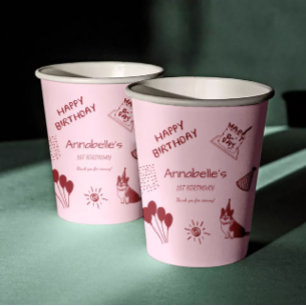 Love Dog 1st Birthday – Cute Puppy, Balloons Paper Cups