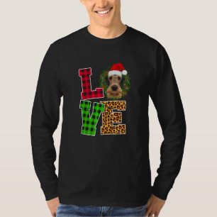 Love Dog Airedale Terrier Santa Hat Leopard Christ T-Shirt
