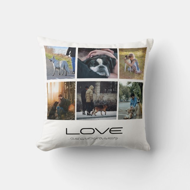 Love Dog Family Portrait Collage Design Cushion (Front)