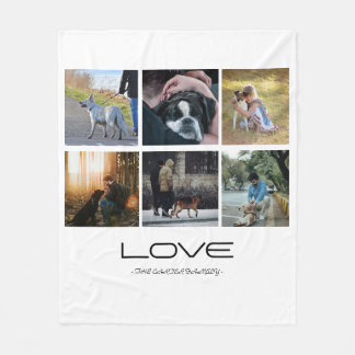 Love Dog Family Portrait Collage Design Fleece Blanket