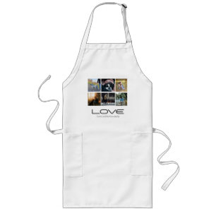 Love Dog Family Portrait Collage Design Long Apron