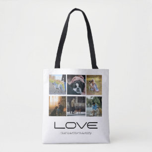Love Dog Family Portrait Collage Design Tote Bag