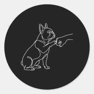 Love Dog Friendship Fist Bump Paw French Bulldog Classic Round Sticker