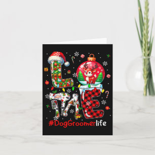 Love Dog Groomer Christmas Santa Reindeer Matching Card