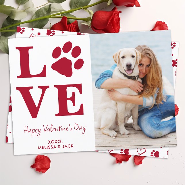 LOVE Dog Lover Custom Pet Photo Valentines Day  Holiday Card (Creator Uploaded)