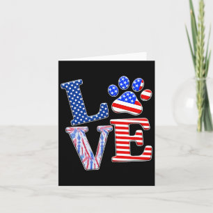 Love Dog Paw American Flag Tie Dye Dog Lover 4th O Card