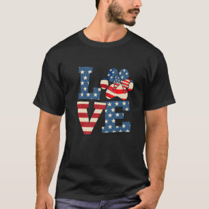 LOVE Dog Paw American Flag Tie Dye Dog Lover 4Th O T-Shirt