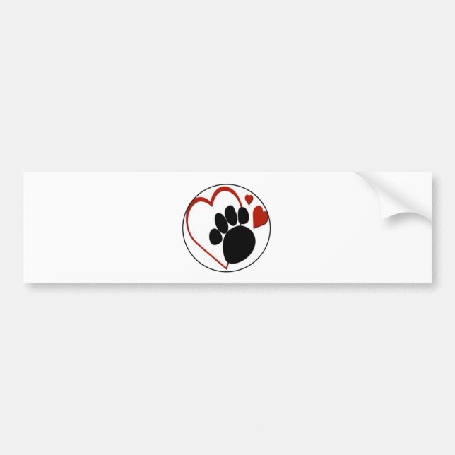 love dog paw bumper sticker (Front)