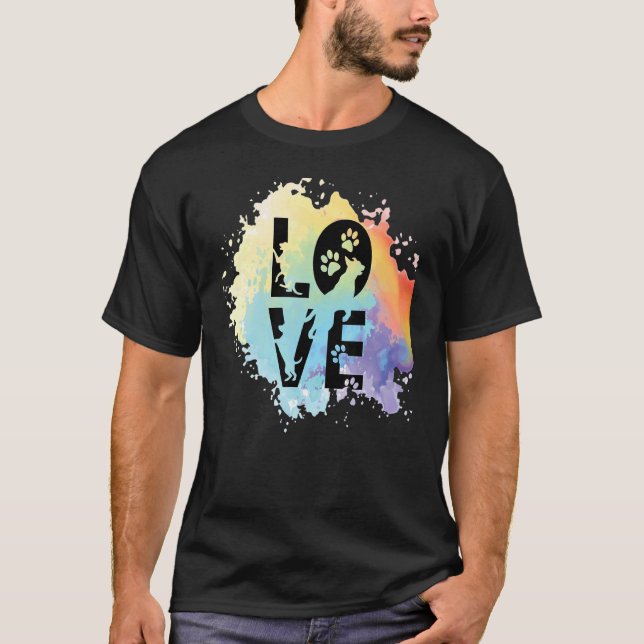 Love Dog  Paw Heart Love Colour Painting For Dog T-Shirt (Front)