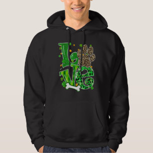Love Dog Paw Leopard Clovers St Patrick S Day Luck Hoodie