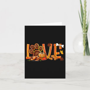 Love Dog Paw Print Turkey Pumpkin Fall Autumn Than Card
