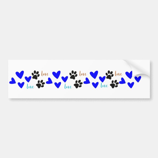 Love Dogs Hearts and Paws Bumper Sticker (Front)