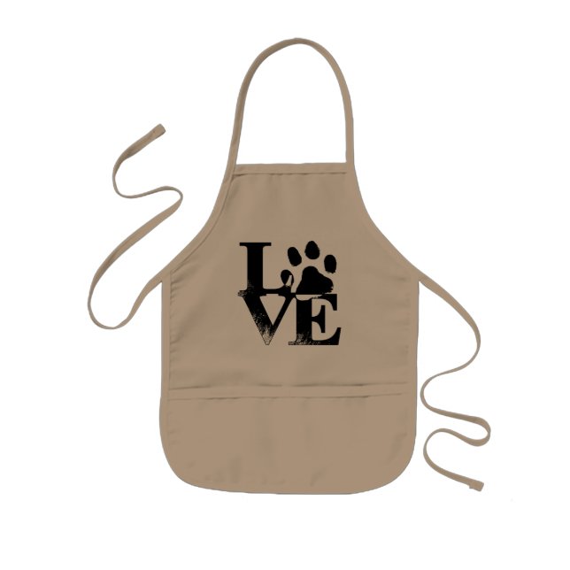 love-dogs-paw-print-pet-animal kids apron (Front)