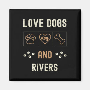 Love Dogs Walking Boats Rivers Men Women Dog Owner Magnet
