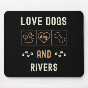 Love Dogs Walking Boats Rivers Men Women Dog Owner Mouse Pad