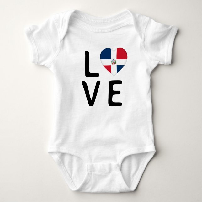 Love - Dominican Republic Flag Baby Bodysuit (Front)