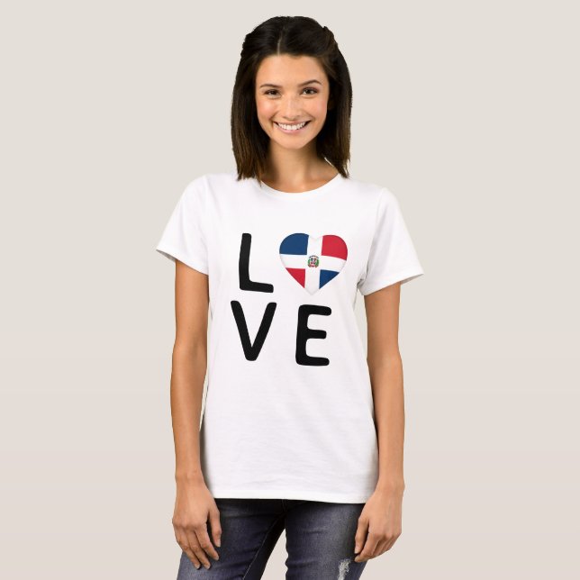 Love - Dominican Republic Flag T-Shirt (Front Full)