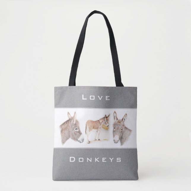 Love Donkeys Gray Tote Bag (Front)