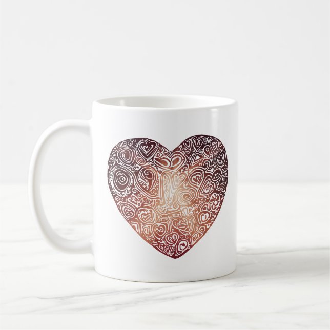 Love Doodle Heart Abstract Art Coffee Mug (Left)