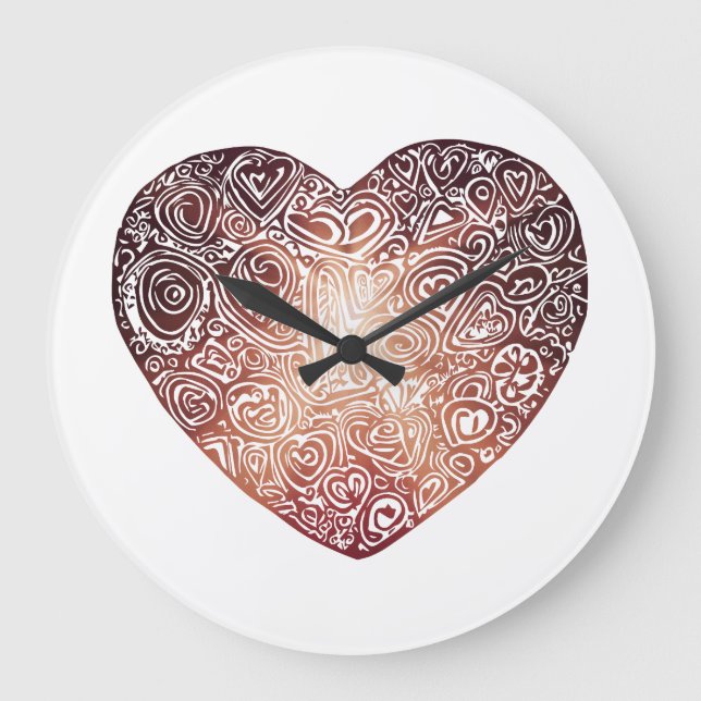Love Doodle Heart Abstract Art Large Clock (Front)