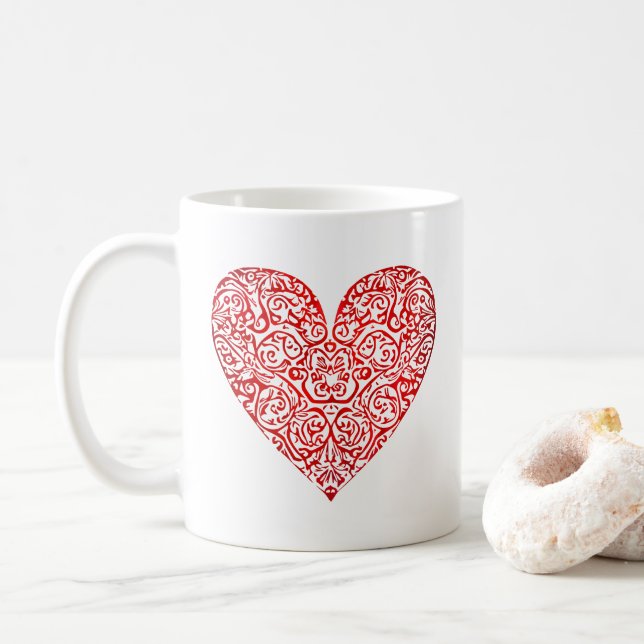 Love Doodle Heart Abstract Art, No 02 Coffee Mug (With Donut)