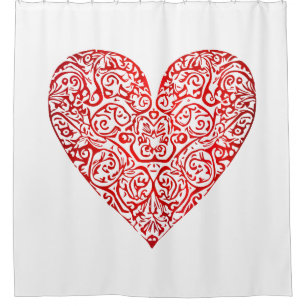 Love Doodle Heart Abstract Art, No 02 Shower Curtain