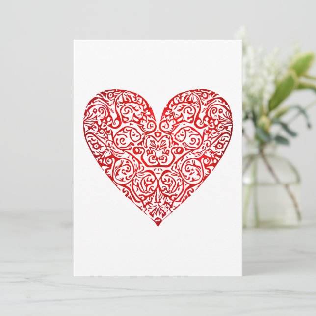 Love Doodle Heart Abstract Art, No 02 Thank You Card (Standing Front)