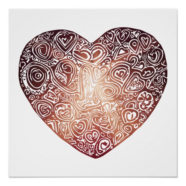 Love Doodle Heart Abstract Art Poster (Front)