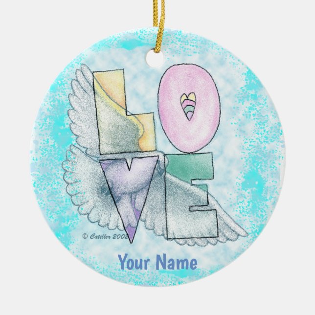 Love Dove Ceramic Ornament (Front)