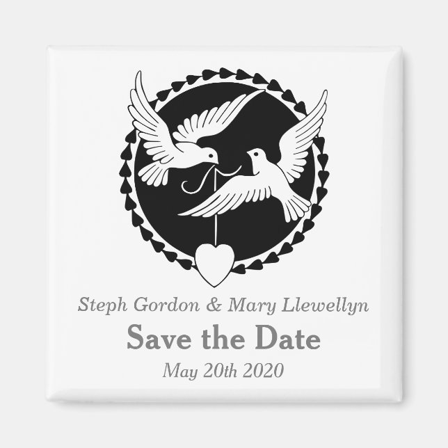 Love Doves Elegant Save the Date Wedding Magnet (Front)