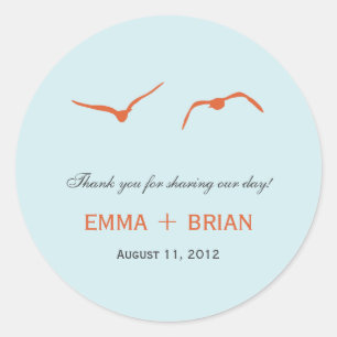 Love Doves Favour Sticker /Envelope Seal - Sky Blu