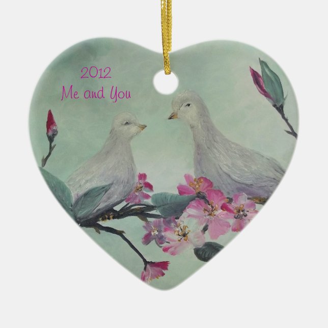 Love Doves Ornament with customisable TEXT (Front)