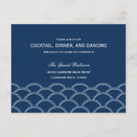 Love Doves Wedding Reception Cards - Navy