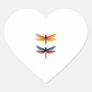 Love Dragonflies child small simple Minimalist Dra Heart Sticker